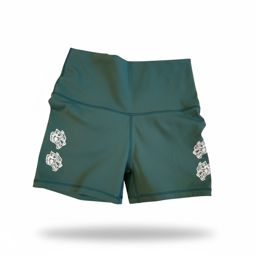 Darc Sport Biker Shorts Green Small Scrunch Butt High Rise Wolf Graphic Gym